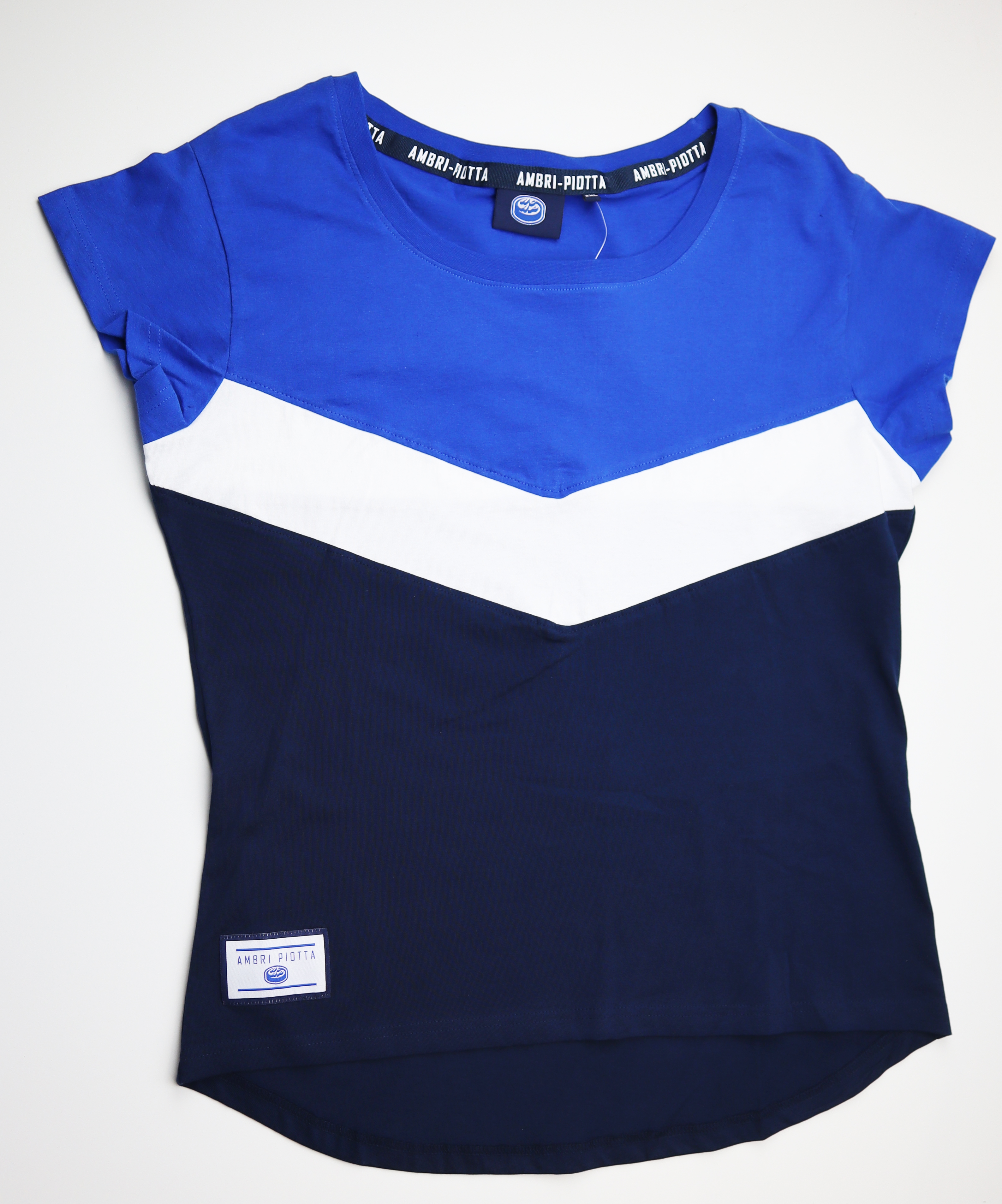 Hellblau-weißes Damen-T-Shirt - neu